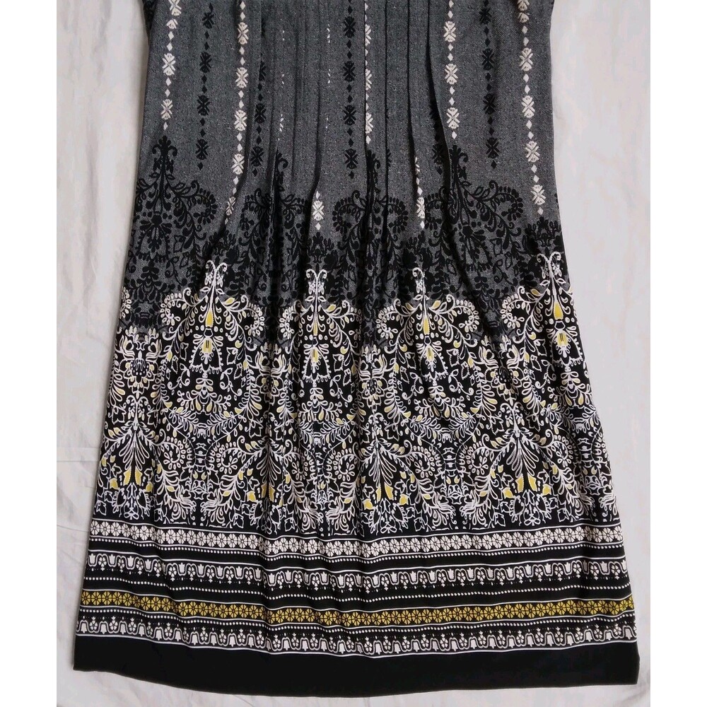Perceptions New York Black White Yellow Dress Pleated Sleeveless Career Size 8 - Picture 3 of 10
